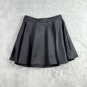 Made By Johnny Mini Skirt Womens Large Black A Line Skater Elastic Waist Flared
